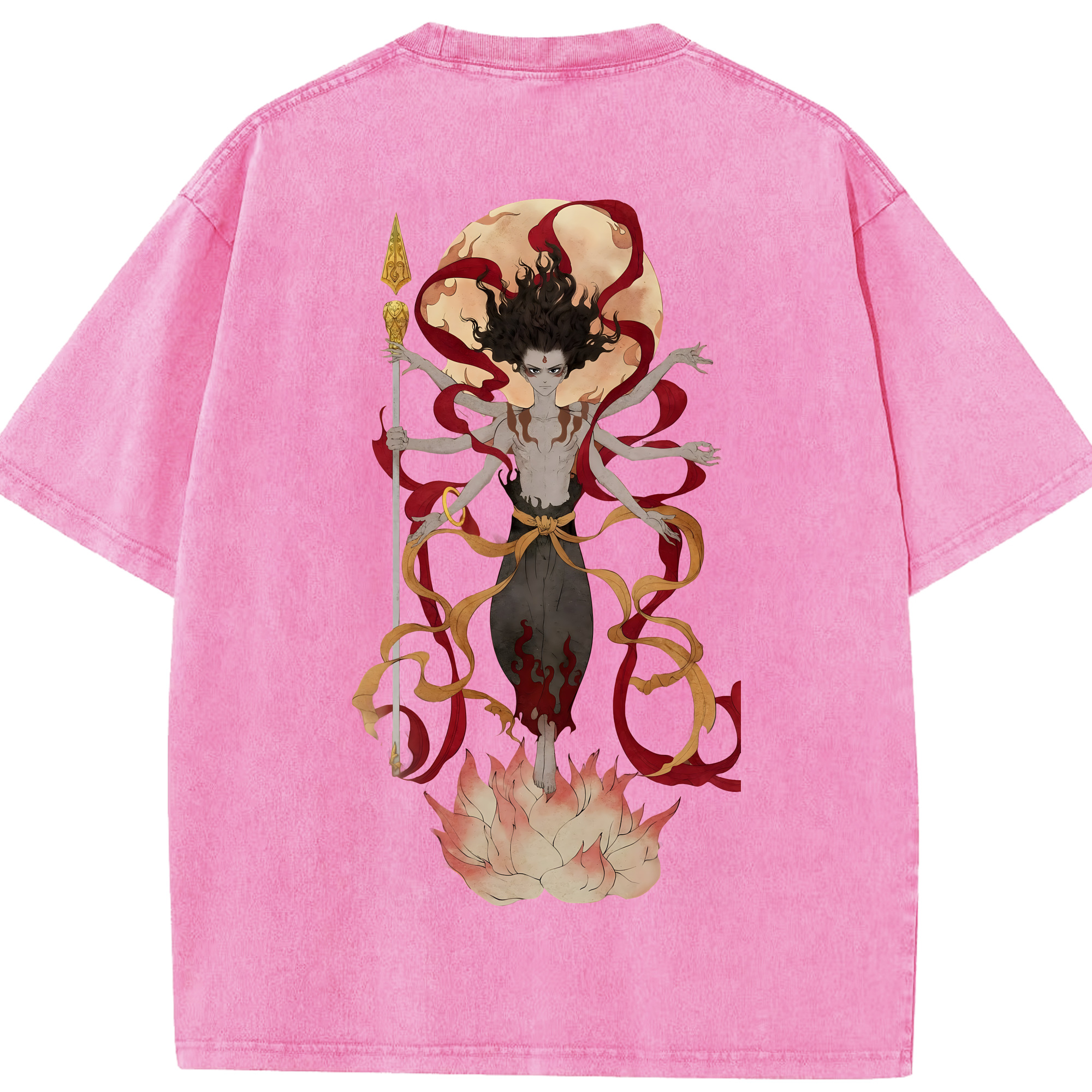（画像用） Ne Zha 2 ナタ 魔童の大暴れ 綿100% ヴィンテージ風 半袖Tシャツ（背面プリント）